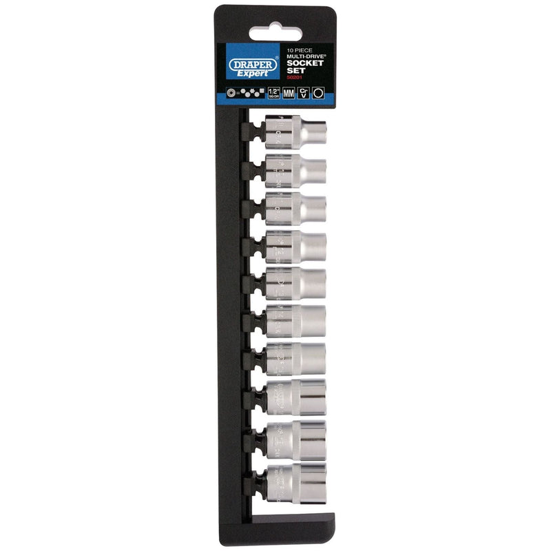 Draper Multi-Drive Socket Set, 1/2" Sq. Dr. (10 Piece) 50201 Draper - Town Tools 