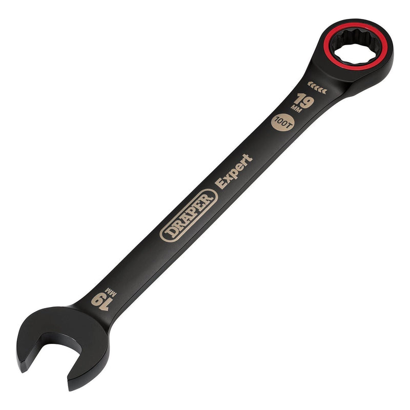 Draper Expert HI-TORQ Metric Ratchet Combination Spanner, 19mm, Black Draper - Town Tools