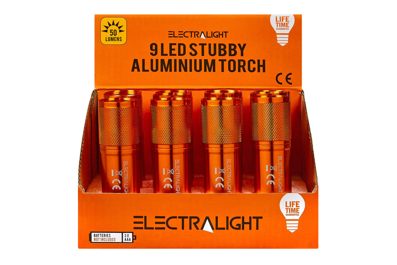 Electralight 9 LED Stubby Aluminium Torch No Batteries