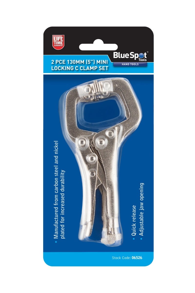 Blue Spot Tools 2 PCE 100mm (4â€) Mini Locking C Clamp Set