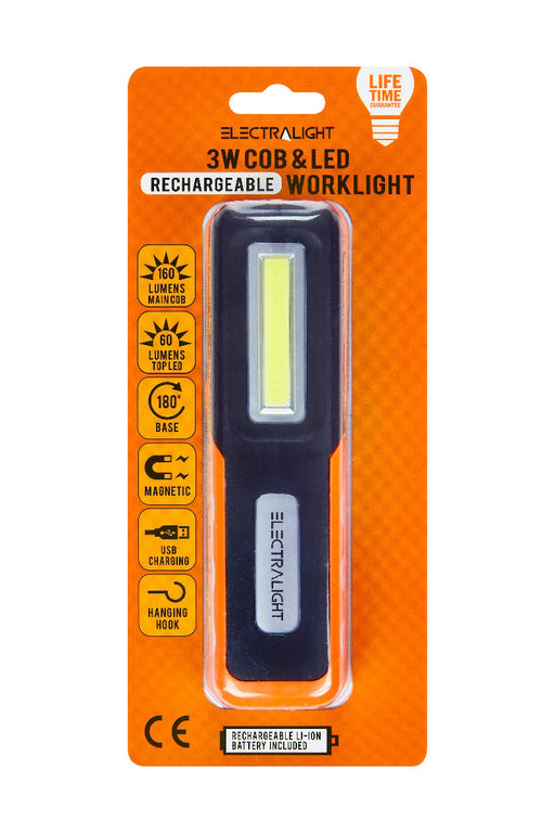 Electralight 3 Watt COB & LED Rechargeable Work light (160 Lumens)