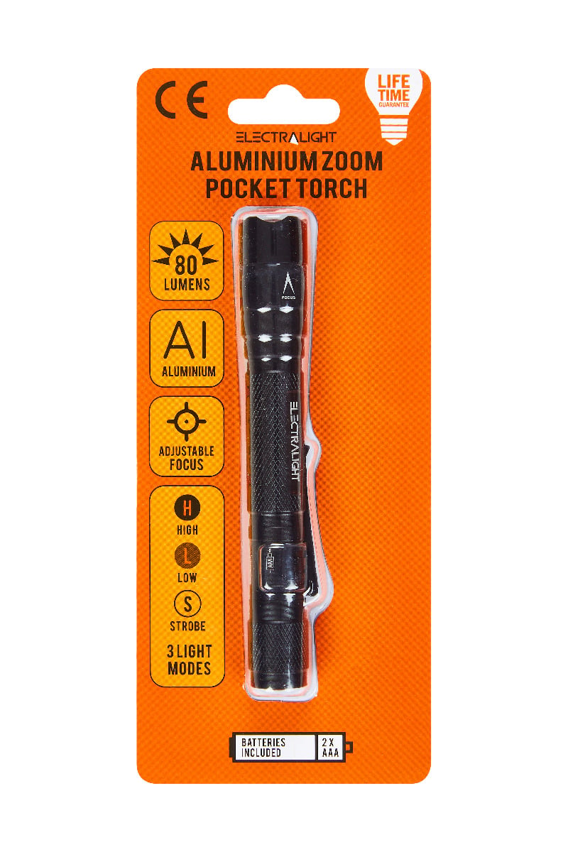 Electralight 80 Lumen Aluminium Zoom Pocket Torch