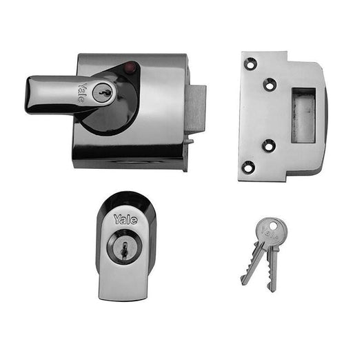 Yale Locks BS1 Nightlatch British Standard Lock 60mm Backset Chrome Finish Visi Yale Locks - RockBottom Northampton