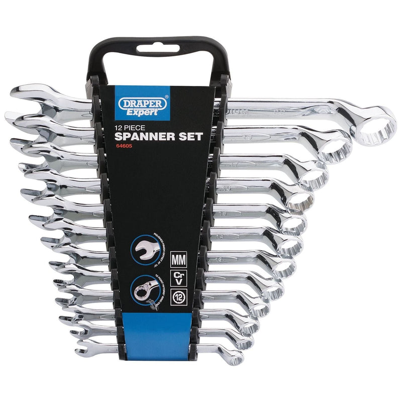 Draper HI-TORQ Metric Combination Spanner Set, 8 - 22mm (12 Piece) Draper - Town Tools 