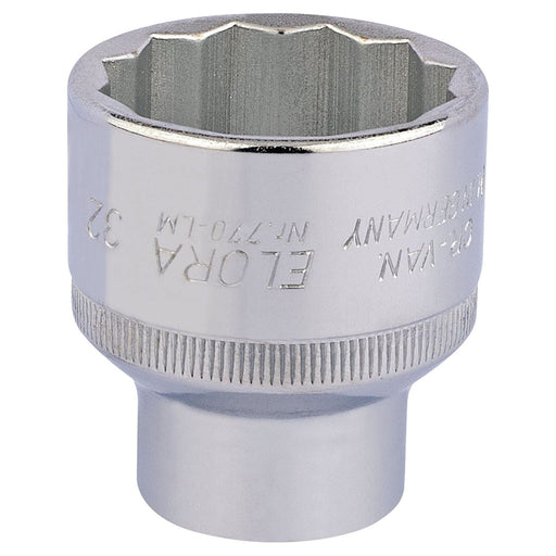 Draper Elora Bi-Hexagon Socket, 1/2" Sq. Dr., 32mm 24765 Draper - Town Tools 
