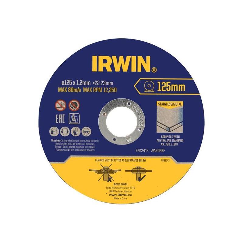 Irwin® Metal Cutting Disc 125 x 1.2 x 22.2mm Tin of 10 IRWIN® - RockBottom Northampton
