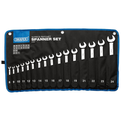 Draper Draper HI-TORQ Metric Ratchet Combination Spanner Set (16 Piece) Draper - Town Tools