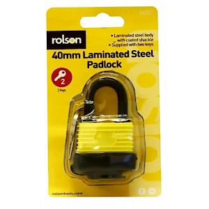 Rolson 40mm Weatherproof Padlock Black with 2 Keys