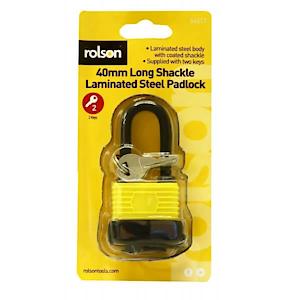 Rolson 40mm Long Shackle Weatherproof Padlock
