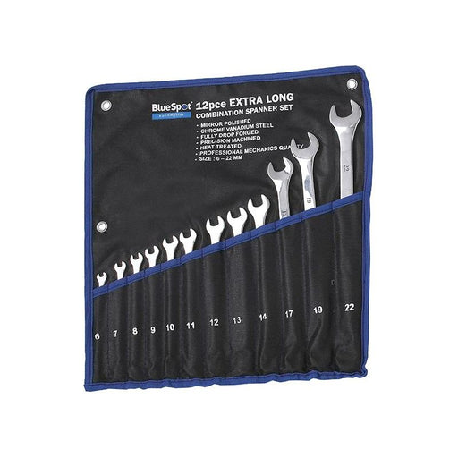 Bluespot Tools Extra Long Combination Spanner Set, 12 Piece BlueSpot Tools - RockBottom Northampton