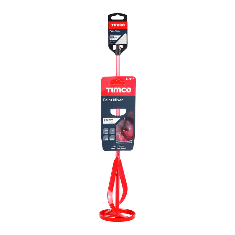 TIMCO Paint Mixer, Paint and Plaster Mixing Paddle for Drill, Red