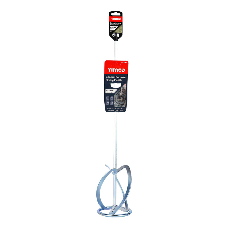 TIMCO General Purpose Mixing Paddle, Heavy Duty Paint, Plaster & Mortar Mixer for Drill
