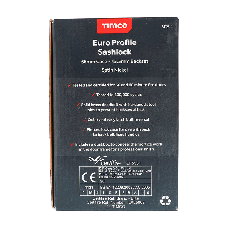 TIMCO Bathroom Lock Satin Nickel - 65mm