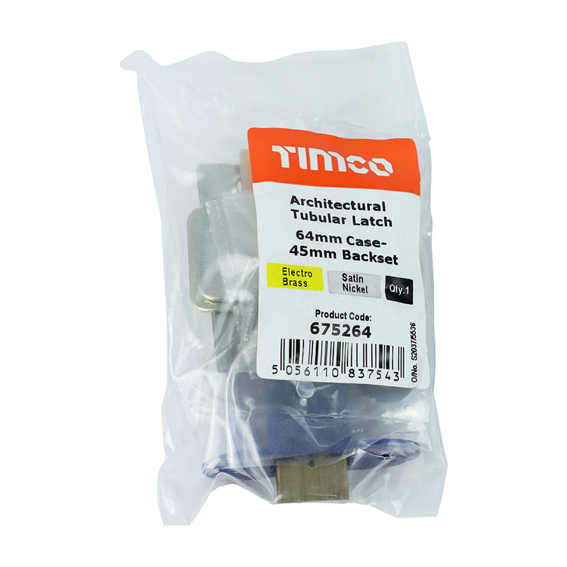 TIMCO Architectural Tubular Latch Electro Brass & Satin Nickel - 103mm