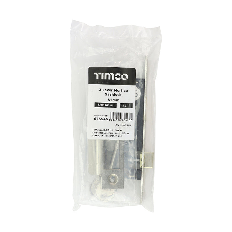 TIMCO 3 Lever Sashlock - Satin Nickel