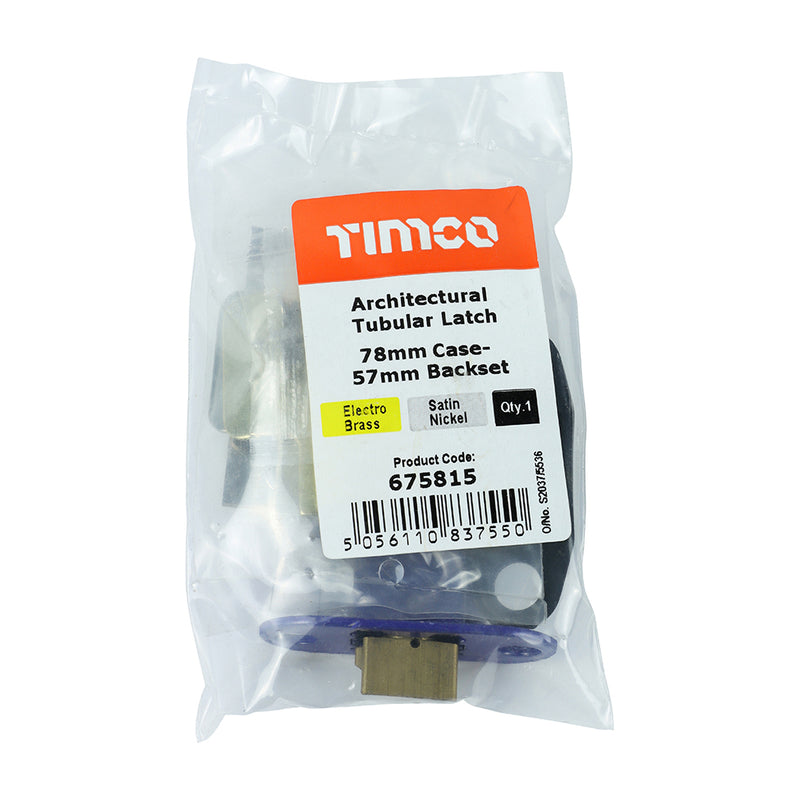 TIMCO Architectural Tubular Latch Electro Brass & Satin Nickel - 103mm
