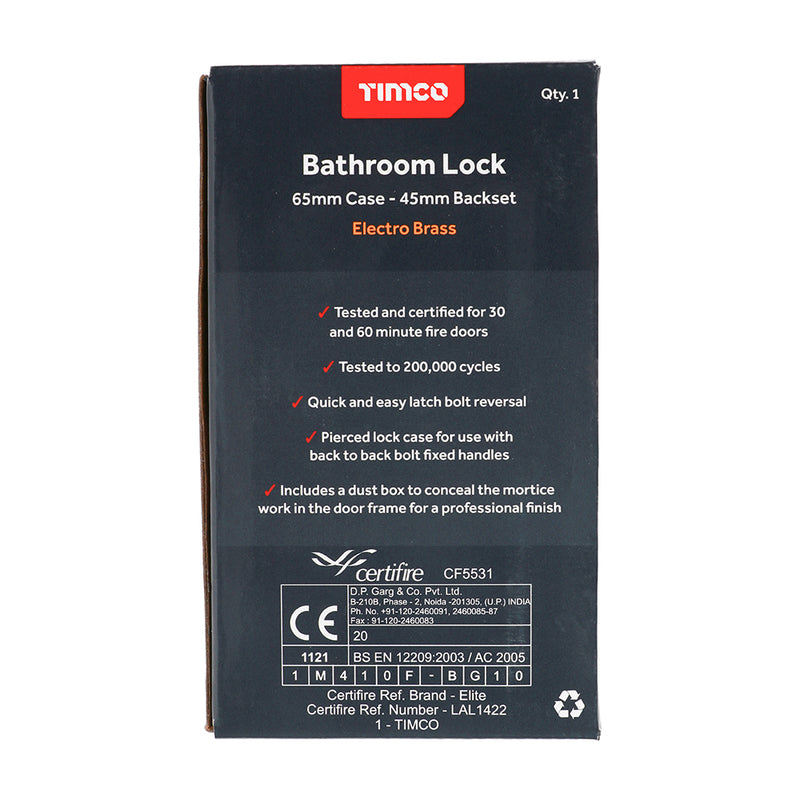 TIMCO Bathroom Lock Satin Nickel - 65mm