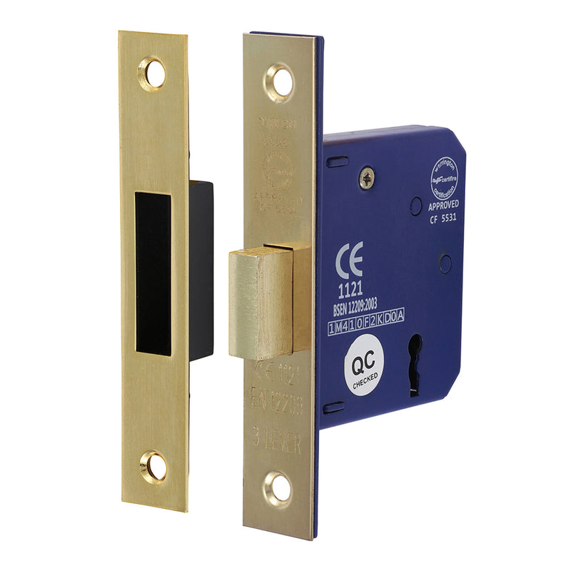 TIMCO 3 Lever Deadlock Satin Nickel - 65mm