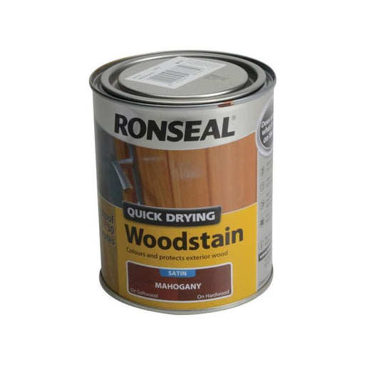 Ronseal Quick Drying Woodstain Satin Mahogany 750ml Ronseal - RockBottom Nothampton