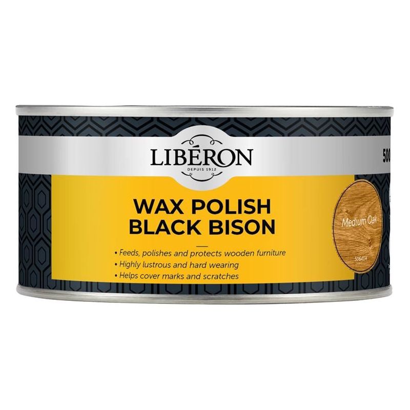 Liberon Black Bison Wax Paste Medium Oak 500ml Liberon - RockBottom Northampton
