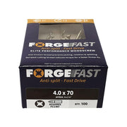 Forgefix ForgeFast Pozi Compatible Elite Performance Wood Screw ZY 4.0 x 70mm Box 100 ForgeFix - RockBottom Northampton