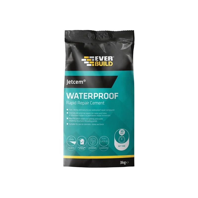 Everbuild Sika Jetcem Waterproofing Rapid Set Cement (Single 3kg Pack) Everbuild Sika - RockBottom Northamptin