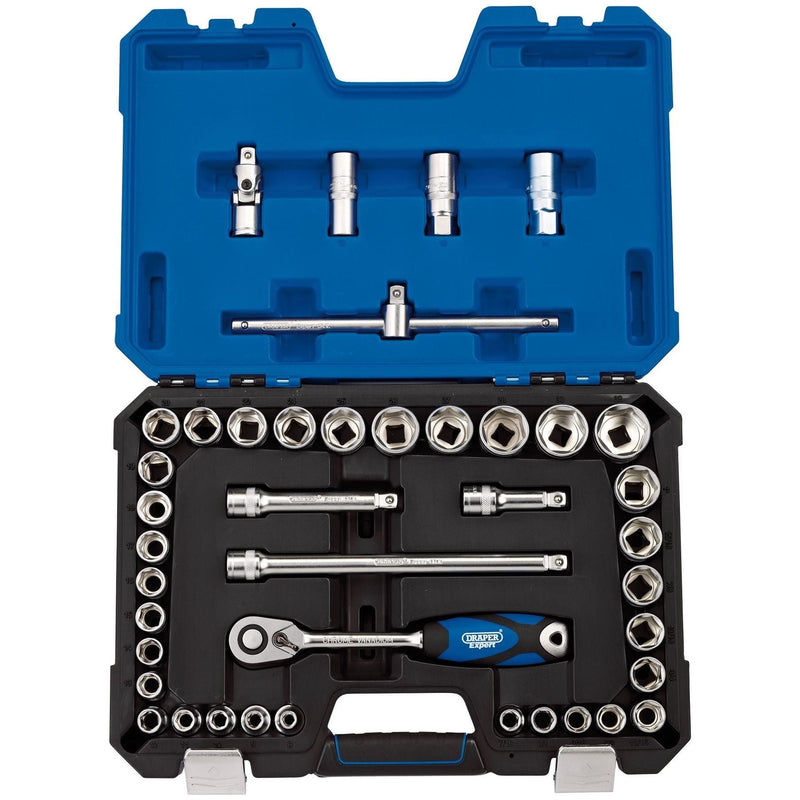 Draper Expert Combined MM/AF Socket Set, 1/2" Sq. Dr. (41 Piece) 16453 Draper - Town Tools 