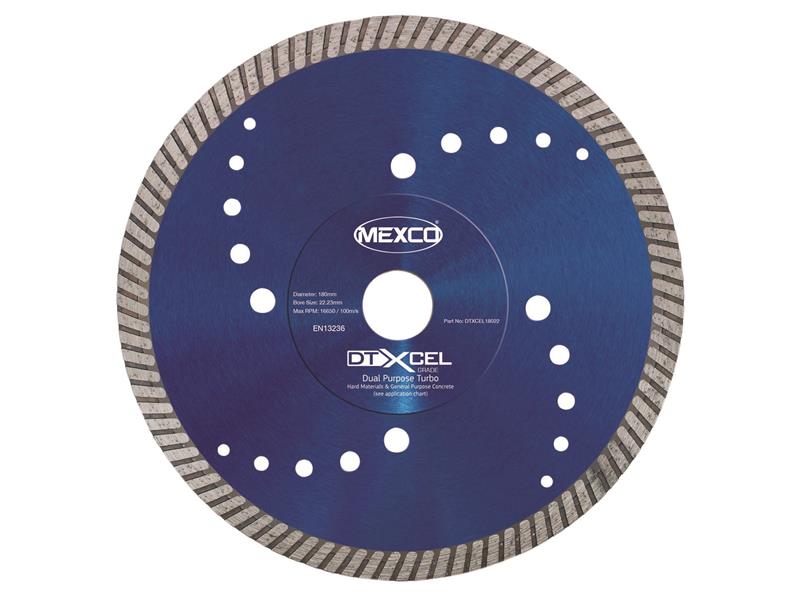 MEXCO - XCEL Grade Dual Purpose Turbo Diamond Blade 180 x 22mm