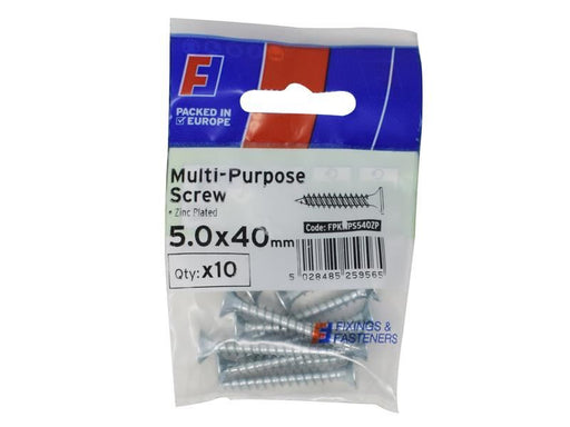 ForgeFix Multi-Purpose Pozi Screw CSK ST ZP 5.0 x 40mm ForgePack 10 ForgeFix - RockBottom Northampton