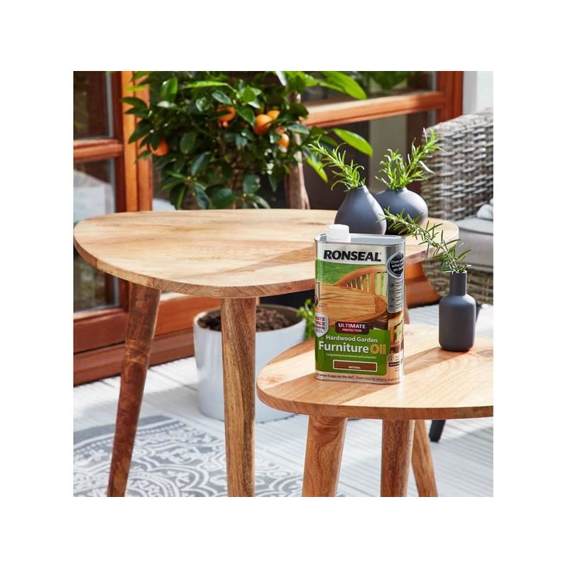 Ronseal Ultimate Protection Hardwood Garden Furniture Oil Natural Clear 500ml Ronseal - RockBottom Nothampton