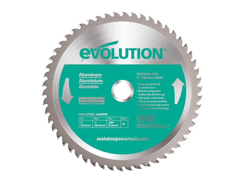 Evolution - Aluminium Cutting Mitre Saw Blade 230 x 25.4mm x 80T