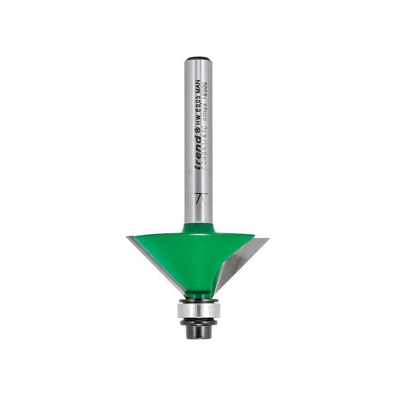 Trend C049 x 1/4 TCT Bearing Guided Chamfer Cutter 45° 12.7 x 32mm Trend - RockBottom Northampton