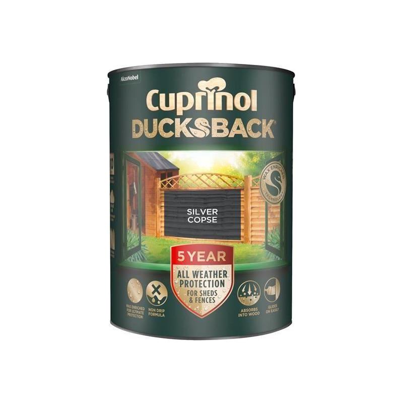 Cuprinol Ducksback 5 Year Waterproof for Sheds & Fences Silver Copse 5 litre Cuprinol - RockBottom Northampton