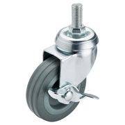 Draper Swivel Bolt Fixing Rubber Castor with Brake, 75mm Diameter, S.W.L. 70kg Draper - Town Tools