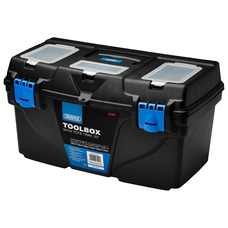 Draper Plastic Toolbox with Tote Tray, 22" Draper - Town Tools