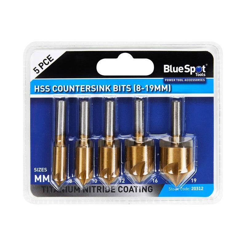 Bluespot Tools HSS Titanium Countersink Bit Set, 5 Piece BlueSpot Tools - RockBottom Northampton