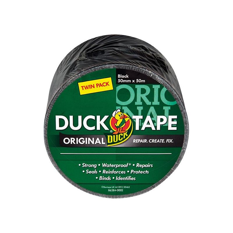 Shurtape Duck Tape® Original 50mm x 50m Black (Twin Pack) Shurtape - RockBottom Nothampton