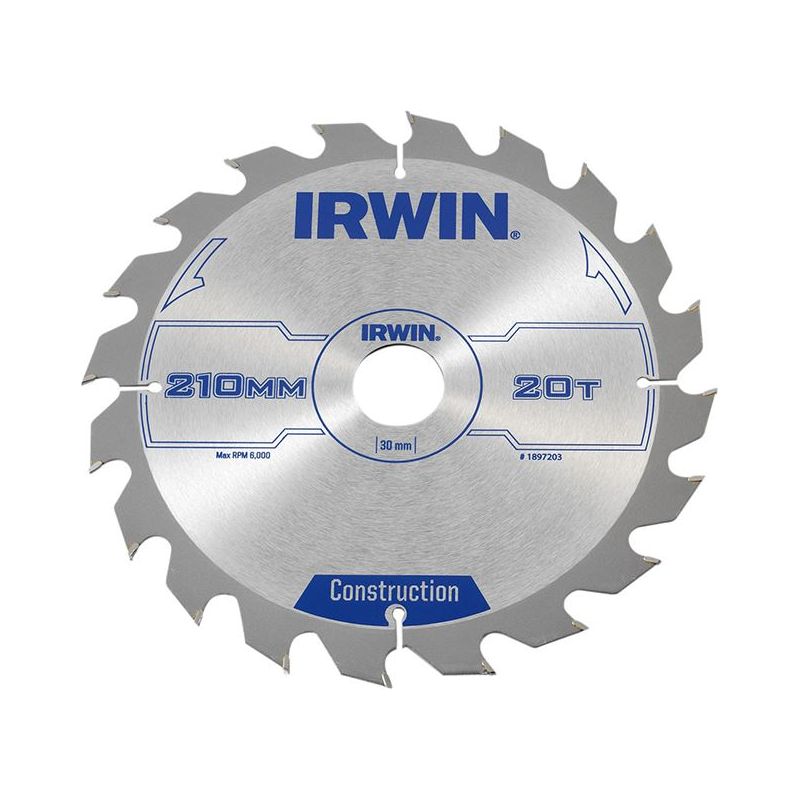 Irwin® Construction Circular Saw Blade 210 x 30mm x 20T ATB IRWIN® - RockBottom Northampton