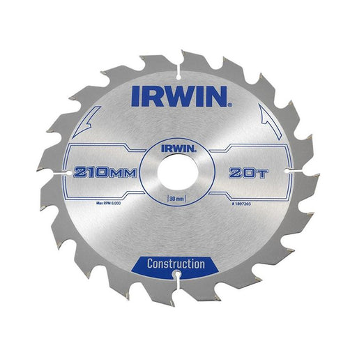 Irwin® Construction Circular Saw Blade 210 x 30mm x 20T ATB IRWIN® - RockBottom Northampton