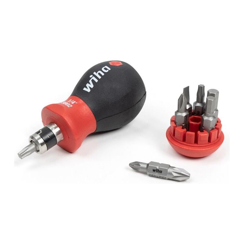 Wiha Magnetic SoftFinish® Stubby Screwdriver with Bit Magazine (SL, PH) Wiha - RockBottom Northampton