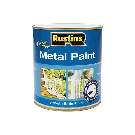 Rustins Quick Dry Metal Paint Smooth Satin White 500ml Rustins - RockBottom Nothampton