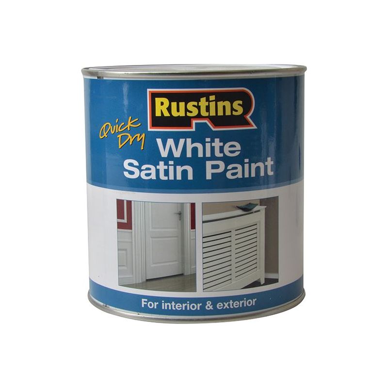 Rustins Quick Dry White Satin Paint 1 Litre Rustins - RockBottom Nothampton