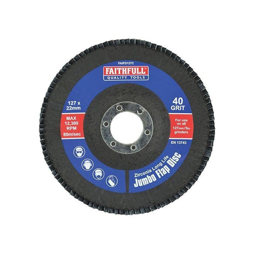 Faithfull Abrasive Jumbo Flap Disc 127mm Fine Faithfull - RockBottom Northampton