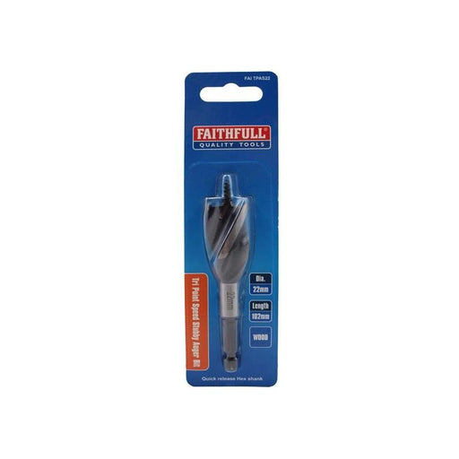 Faithfull Tri-Point Speed Auger Bit 22mm Stubby Faithfull - RockBottom Northampton