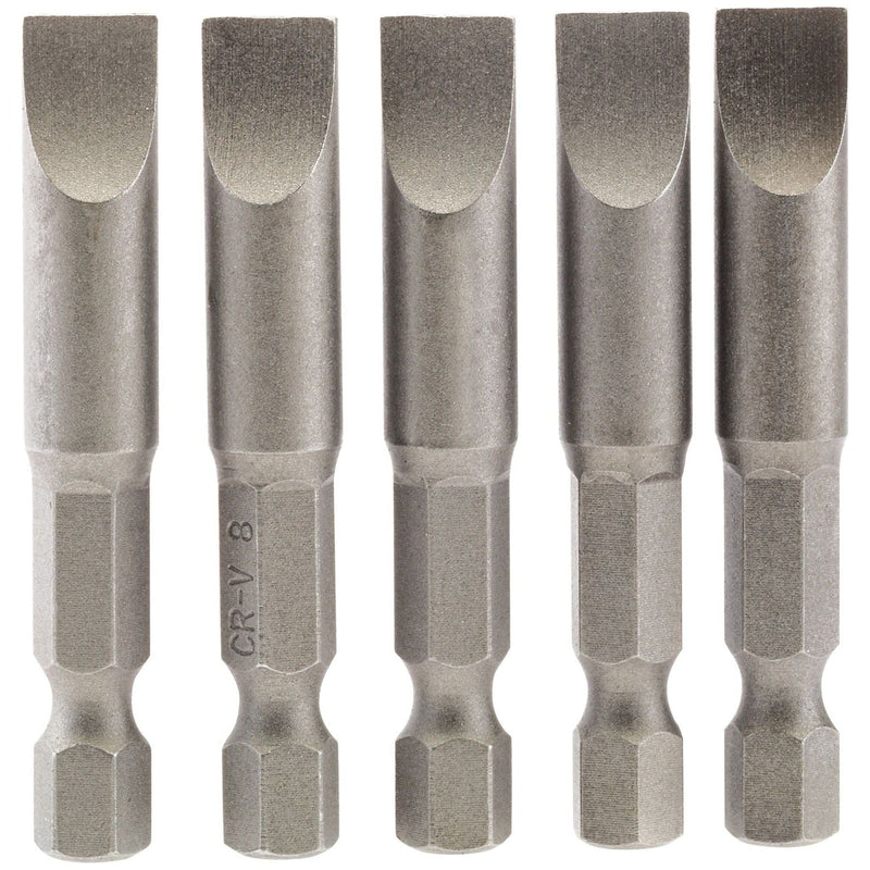 Draper Plain Slot Insert Bit, 8mm, 1/4" Hex, 50mm Long (Pack of 5) 64280 Draper - Town Tools 