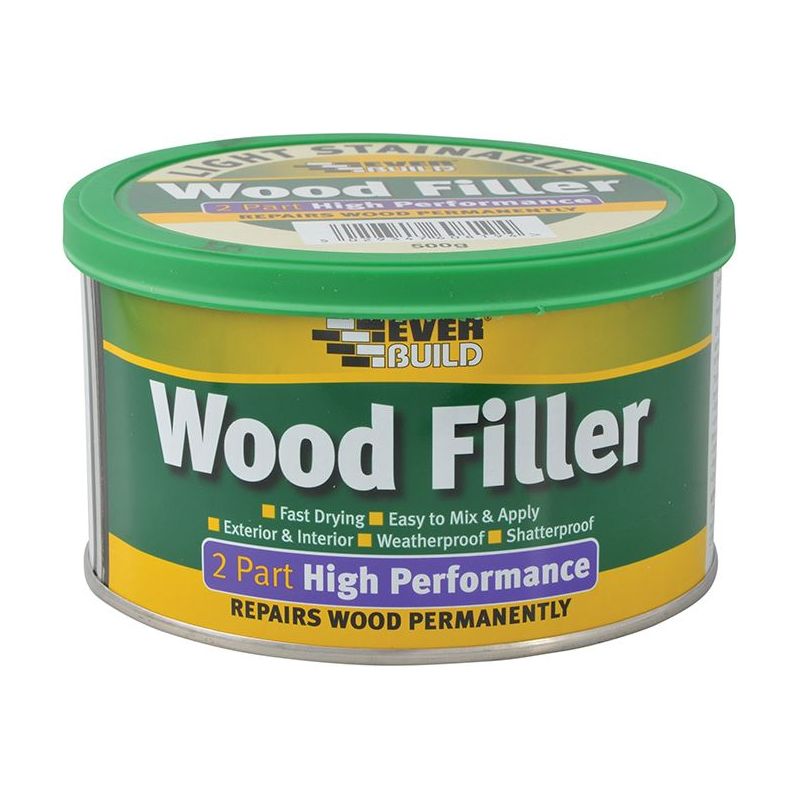 Everbuild Sika 2-Part High-Performance Wood Filler Light Stainable 500g Everbuild Sika - RockBottom Northamptin
