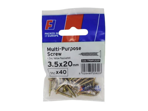 ForgeFix Multi-Purpose Pozi Screw CSK ST ZYP 3.5 x 20mm ForgePack 40 ForgeFix - RockBottom Northampton