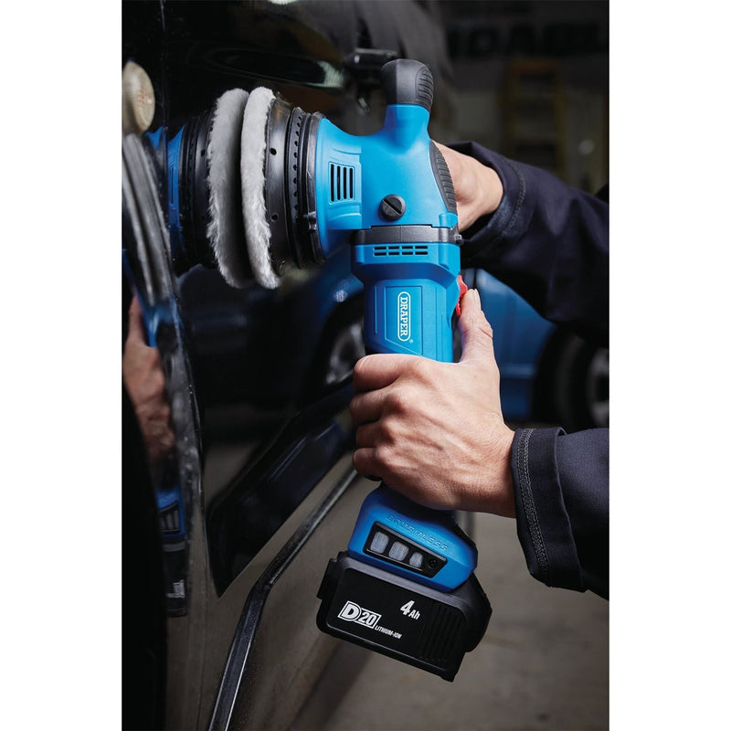 Draper D20 20V Brushless Random Orbit Polisher, 125mm (Sold Bare) Draper - Town Tools