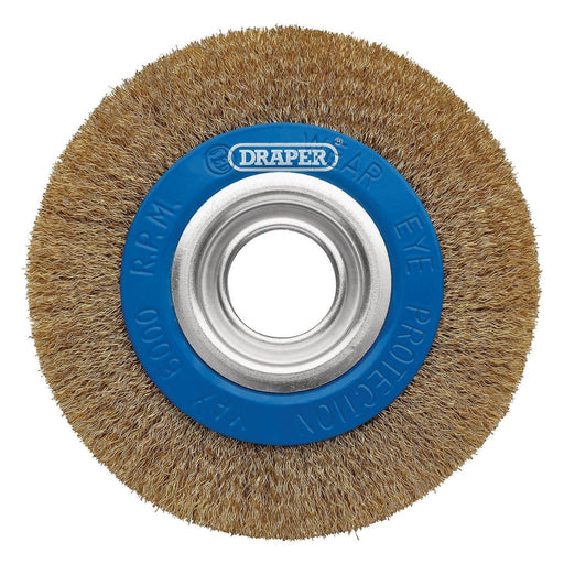 Draper Brassed Steel Bench Grinder Wire Wheel Brush, 150 x 31.75mm Draper - Town Tools