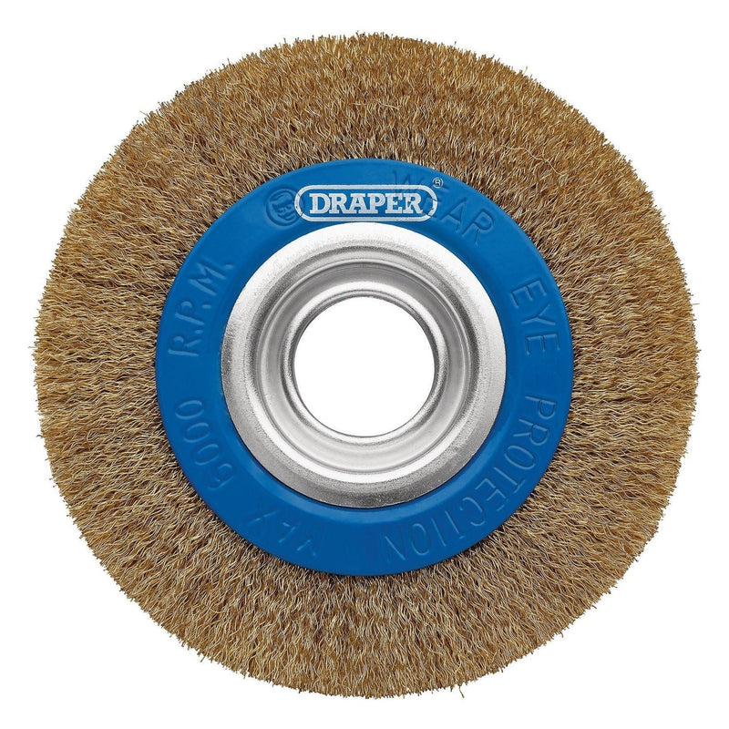 Draper Brassed Steel Bench Grinder Wire Wheel Brush, 150 x 31.75mm Draper - Town Tools